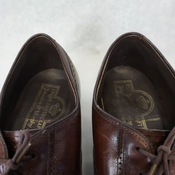Johnston & Murphy Brogue Oxford Wingtip Men 8 Leather Crown Aristocraft BROWN - Picture 11 of 16